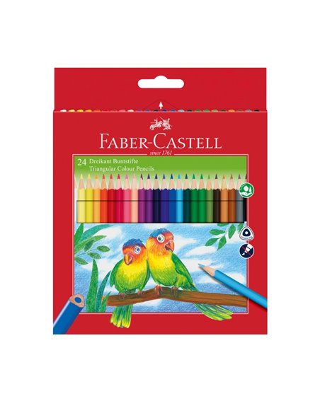 Creioane Colorate Eco Faber-Castell FC120524 Triunghiulare + Ascutitoare, 24 culori