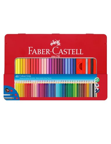 Creioane Colorate Faber-Castell Grip 2001, 48 Culori, Cutie Metal Creioane Colorate Faber-Castell Grip 2001, 48 Culori, Cutie Metal
