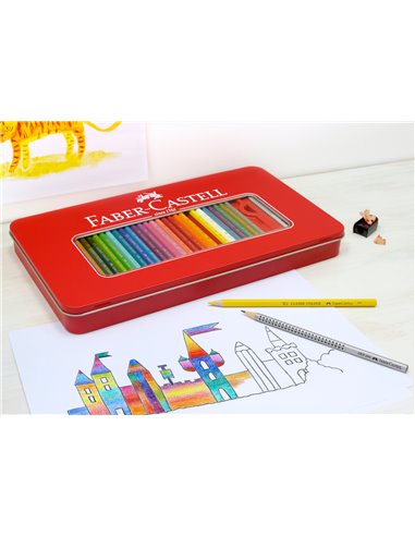Creioane Colorate Faber-Castell, 48 Culori + 4 Accesorii, Cutie Metal Creioane Colorate Faber-Castell, 48 Culori + 4 Accesorii, Cutie Metal