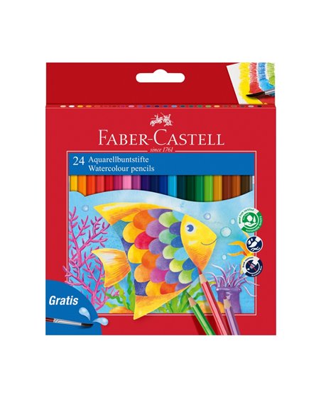 Creioane Colorate Acuarela FABER-CASTELL FC114425, 24 Buc + pensula Creioane Colorate Acuarela FABER-CASTELL FC114425, 24 Buc + pensula