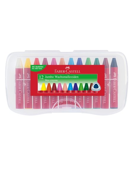 Creioane cerate 12 culori jumbo cutie plastic Faber-Castell