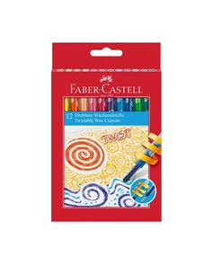 Creioane cerate retractabile Faber-Castell FC120003, 12 culori 