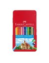 Creioane colorate in cutie de metal FABER-CASTELL FC115801, 12 culori 