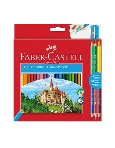 Creioane colorate FABER-CASTELL FC110324, 24+3 culori eco