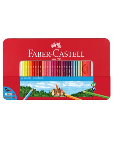 Creioane colorate Faber-Castell, 60 culori, cutie metal Creioane colorate Faber-Castell, 60 culori, cutie metal