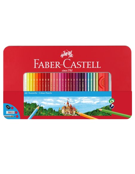 Creioane colorate Faber-Castell, 60 culori, cutie metal Creioane colorate Faber-Castell, 60 culori, cutie metal