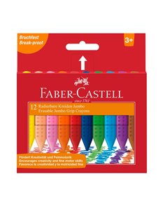 Creioane colorate plastic jumbo grip FABER-CASTELL FC122540, 12 culori 
