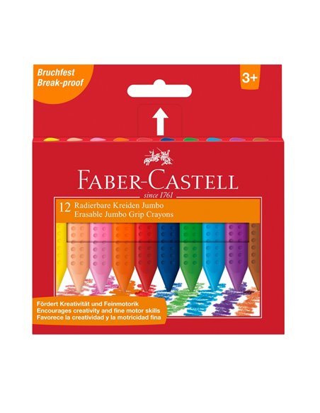 Creioane colorate plastic jumbo grip FABER-CASTELL FC122540, 12 culori  Creioane colorate plastic jumbo grip FABER-CASTELL FC122540, 12 culori