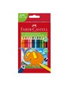 Creioane colorate triunghiulare jumbo FABER-CASTELL FC116501, 12 culori
