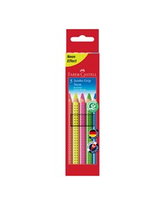 Creioane colorate FABER-CASTELL FC110994, 5 culori neon jumbo grip