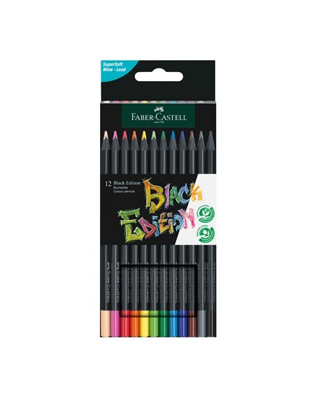 Creioane colorate Faber-Castell Black Edition FC116412, 12 culori 