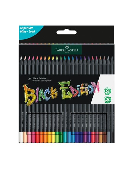 Creioane colorate Faber-Castell Black Edition FC116424, 24 culori