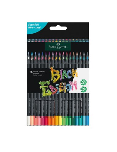 Creioane colorate FABER-CASTELL FC116436, 36 culori, Black Edition Creioane colorate FABER-CASTELL FC116436, 36 culori, Black Edition
