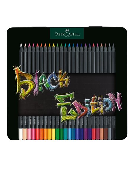 Creioane colorate FABER-CASTELL FC116425 in cutie din metal, 24 culori, Black Edition Creioane colorate FABER-CASTELL FC116425 in cutie din metal, 24 culori, Black Edition