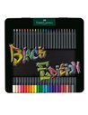 Creioane colorate FABER-CASTELL FC116425 in cutie din metal, 24 culori, Black Edition