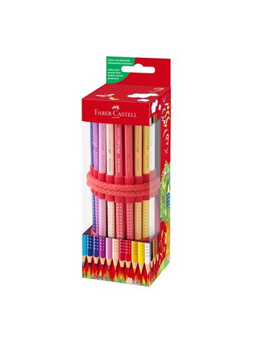 Rollup 18 creioane colorate grip + ascutitoare sleeve FABER-CASTELL FC201541