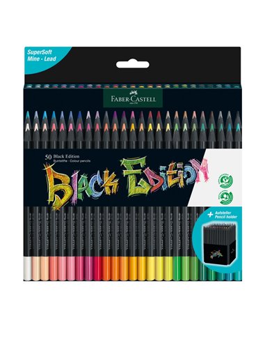 Creioane Colorate Faber-Castell Black Edition, 50 de culori