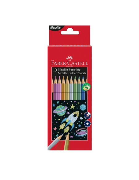 Creioane colorate metalizate FABER-CASTELL FC201583, 10 culori