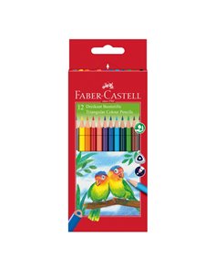 Creioane colorate triunghiulare FABER-CASTELL FC120523, 12 culori + ascutitoare