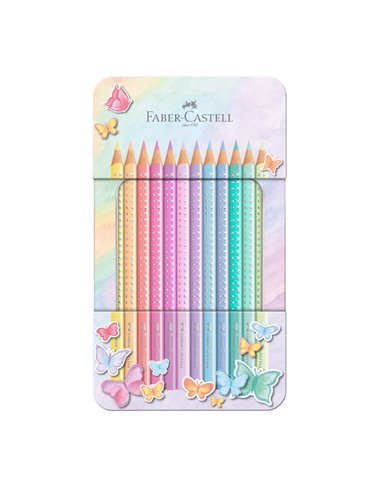 Set cadou 12 creioane colorate FABER-CASTELL FC201910, Pastel Sparkle