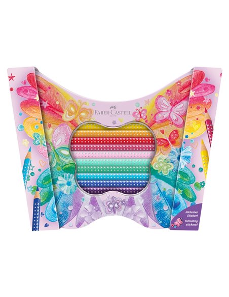 Set cadou 20 creioane colorate FABER-CASTELL FC201971, Sparkle Butterfly 