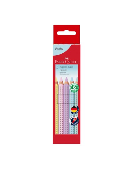 Creioane colorate pastel jumbo grip FABER-CASTELL FC110991, 5 culori 