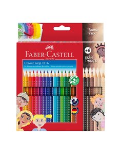Creioane colorate FABER-CASTELL FC112819, 18+6 culori + tonurile pielii grip 2001