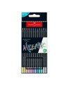 Creioane colorate metalizate Faber-Castell FC116415, 12 culori Black Edition