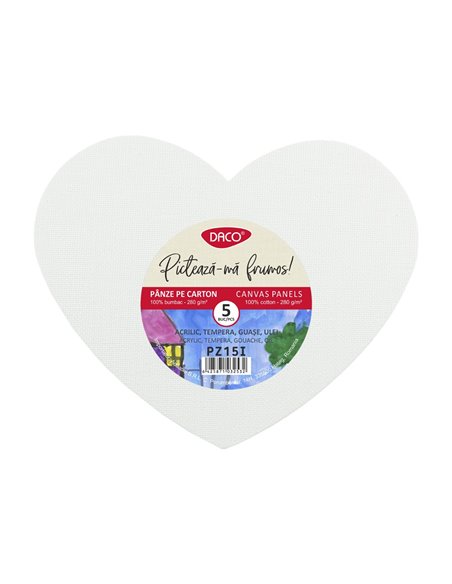Set 5 Panze pictura pe carton Daco PZ15I, Inima