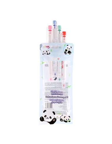 Set 4 evidentiatoare 2 in 1 cu stampila Strigo SSC490, Motiv panda