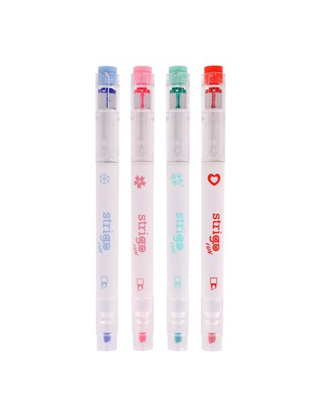 Set 4 evidentiatoare 2 in 1 cu stampila Strigo SSC490, Motiv panda