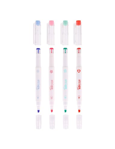 Set 4 evidentiatoare 2 in 1 cu stampila Strigo SSC490, Motiv panda