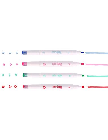 Set 4 evidentiatoare 2 in 1 cu stampila Strigo SSC490, Motiv panda