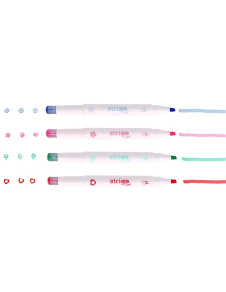 Set 4 evidentiatoare 2 in 1 cu stampila Strigo SSC490, Motiv panda