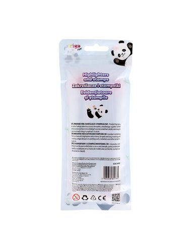 Set 4 evidentiatoare 2 in 1 cu stampila Strigo SSC490, Motiv panda