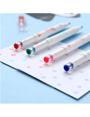 Set 4 evidentiatoare 2 in 1 cu stampila Strigo SSC490, Motiv panda