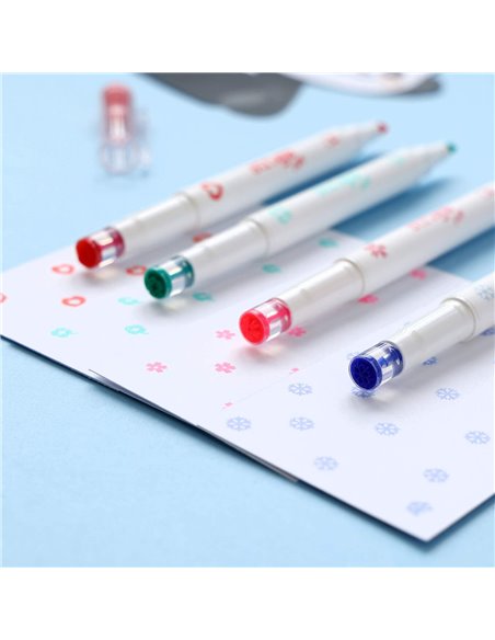 Set 4 evidentiatoare 2 in 1 cu stampila Strigo SSC490, Motiv panda