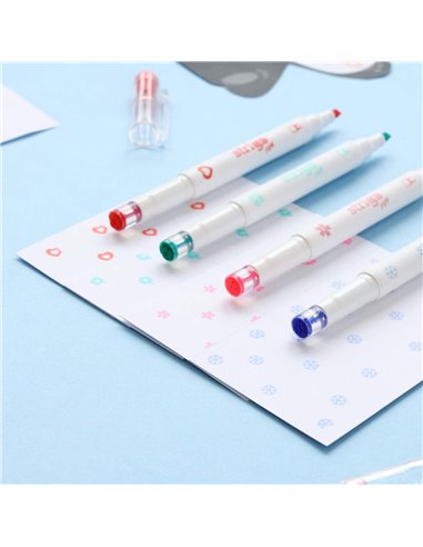 Set 4 evidentiatoare 2 in 1 cu stampila Strigo SSC490, Motiv panda