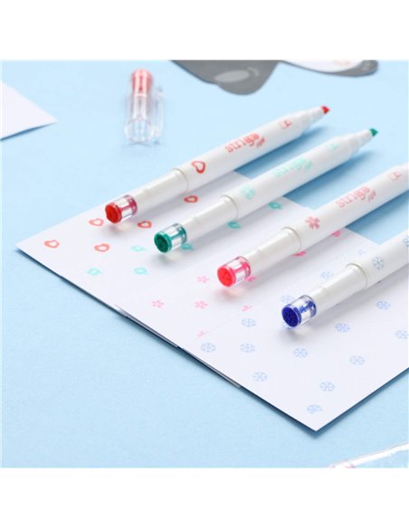 Set 4 evidentiatoare 2 in 1 cu stampila Strigo SSC490, Motiv panda