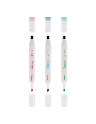 Set 3 evidentiatoare 2 in 1 cu stampila Strigo SSC491, Motiv capybara