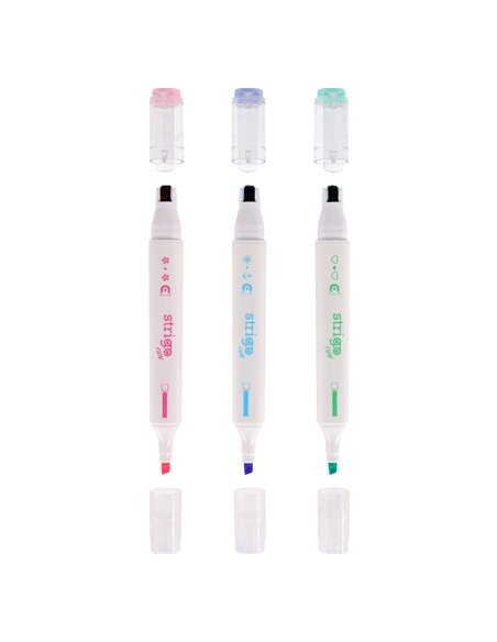 Set 3 evidentiatoare 2 in 1 cu stampila Strigo SSC491, Motiv capybara