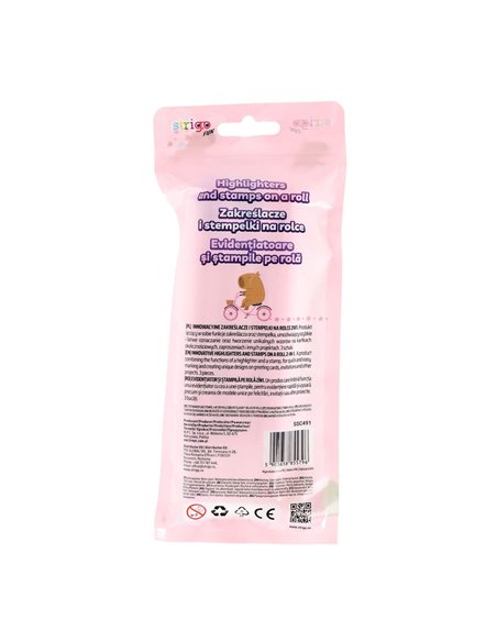 Set 3 evidentiatoare 2 in 1 cu stampila Strigo SSC491, Motiv capybara