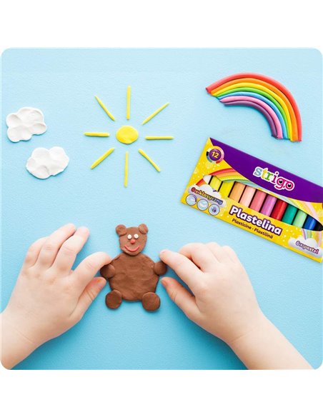 Plastilina Strigo SSC333, 12 culori ( 6 clasice + 6 pastel ) Plastilina Strigo SSC333, 12 culori ( 6 clasice + 6 pastel )