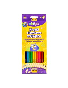 Creioane colorate cu ascutitoare Strigo SSC110, 12 culori