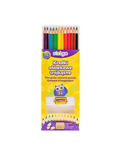 Creioane colorate cu ascutitoare Strigo SSC110, 12 culori 2
