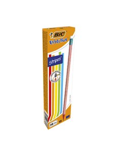 Creion grafit BIC Evolution STRIPES 646 cu radiera, 12 buc/cutie