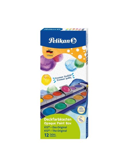 Acuarele Pelikan, 12 Culori, Detasabile + Alb De Zinc Acuarele Pelikan, 12 Culori, Detasabile + Alb De Zinc