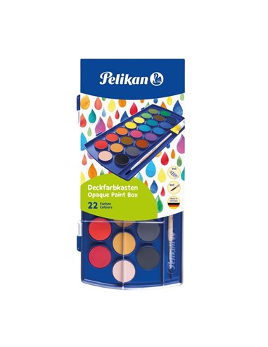 Acuarele Pelikan, 22 Culori Pensula Cu Alb De Zinc Acuarele Pelikan, 22 Culori Pensula Cu Alb De Zinc