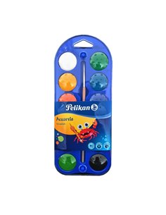 Acuarele Pelikan 2 in 1 tip pastila, 12 culori + pensula
