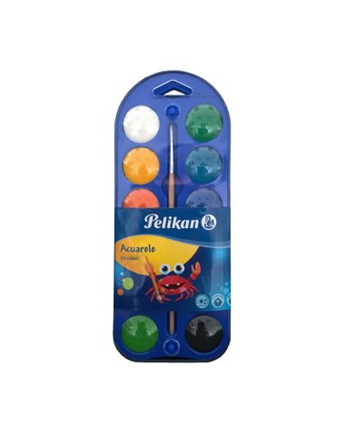Acuarele Pelikan 2 in 1 tip pastila, 24 culori + pensula